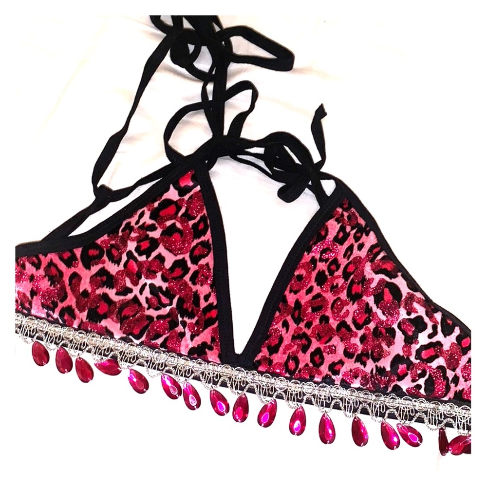 Pink glittery cheetah bralette